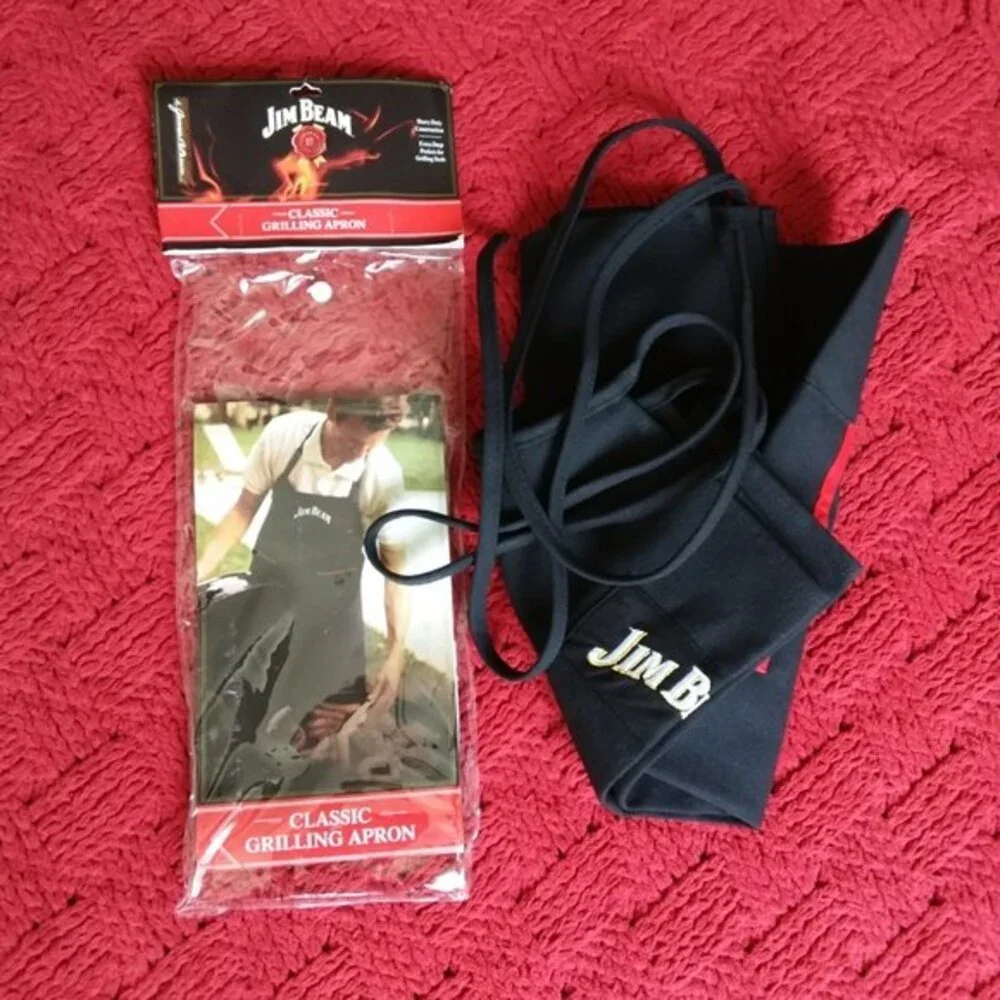 Jim Beam Classic Grilling Apron Heavy Duty With Pockets Black